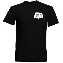 T-Shirt & Poloshirt - Wohnwagen + Name - Freie Auswahl, Shirt: T-Shirt, Farbe: Schwarz