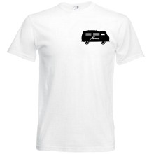 T-Shirt & Poloshirt - Wohnmobil + Name - Freie Auswahl, Shirt: T-Shirt, Farbe: Weiß