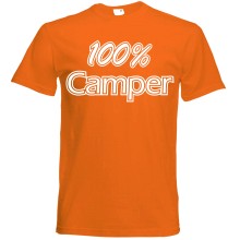 T-Shirt Camping - 100 % Camper - Freie Farbwahl, Farbe des T-Shirts: Orange