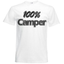 T-Shirt Camping - 100 % Camper - Freie Farbwahl, Farbe des T-Shirts: Weiß