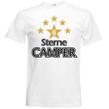 T-Shirt Camping - 6 Sterne - Freie Farbwahl, Farbe des T-Shirts: Weiß