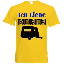 T-Shirt Camping - Liebe (Wohnwagen) - Freie Farbwahl, Farbe des T-Shirts: Gelb