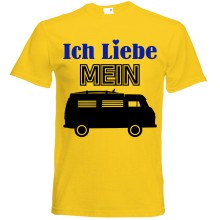 T-Shirt Camping - Liebe (Wohnmobil) - Freie Farbwahl, Farbe des T-Shirts: Gelb