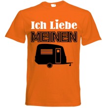 T-Shirt Camping - Liebe (Wohnwagen) - Freie Farbwahl, Farbe des T-Shirts: Orange