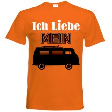 T-Shirt Camping - Liebe (Wohnmobil) - Freie Farbwahl, Farbe des T-Shirts: Orange