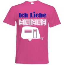T-Shirt Camping - Liebe (Wohnwagen) - Freie Farbwahl, Farbe des T-Shirts: Pink