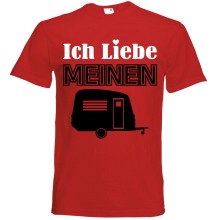 T-Shirt Camping - Liebe (Wohnwagen) - Freie Farbwahl, Farbe des T-Shirts: Rot