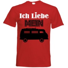 T-Shirt Camping - Liebe (Wohnmobil) - Freie Farbwahl, Farbe des T-Shirts: Rot