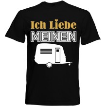 T-Shirt Camping - Liebe (Wohnwagen) - Freie Farbwahl, Farbe des T-Shirts: Schwarz