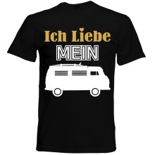 T-Shirt Camping - Liebe (Wohnmobil) - Freie Farbwahl, Farbe des T-Shirts: Schwarz
