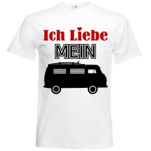 T-Shirt Camping - Liebe (Wohnmobil) - Freie Farbwahl, Farbe des T-Shirts: Weiß