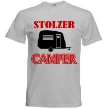 T-Shirt Camping - Stolzer Camper (Wohnwagen) - Freie Farbwahl, Farbe des T-Shirts: Grau