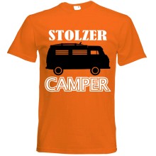 T-Shirt Camping - Stolzer Camper (Wohnmobil) - Freie Farbwahl, Farbe des T-Shirts: Orange