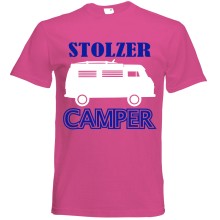 T-Shirt Camping - Stolzer Camper (Wohnmobil) - Freie Farbwahl, Farbe des T-Shirts: Pink