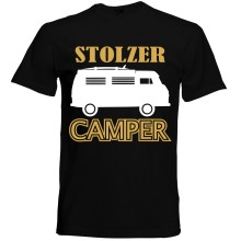 T-Shirt Camping - Stolzer Camper (Wohnmobil) - Freie Farbwahl, Farbe des T-Shirts: Schwarz