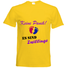 T-Shirt - "Keine Panik Zwillinge" - Freie Farbwahl, Farbe des T-Shirts: Gelb