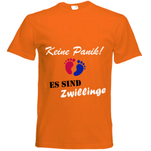 T-Shirt - "Keine Panik Zwillinge" - Freie Farbwahl, Farbe des T-Shirts: Orange