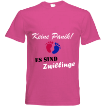 T-Shirt - "Keine Panik Zwillinge" - Freie Farbwahl, Farbe des T-Shirts: Pink