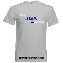T-Shirt - "Mein JGA + Gästeliste" - Freie Farbwahl, Farbe des T-Shirts: Grau