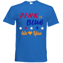 T-Shirt - "Pink or Blue" - Freie Farbwahl, Farbe des T-Shirts: Blau