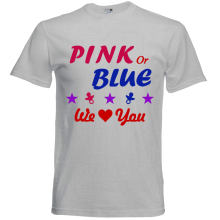 T-Shirt - "Pink or Blue" - Freie Farbwahl, Farbe des T-Shirts: Grau