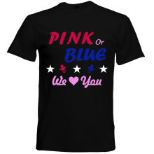T-Shirt - "Pink or Blue" - Freie Farbwahl, Farbe des T-Shirts: Schwarz