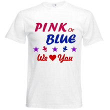 T-Shirt - "Pink or Blue" - Freie Farbwahl, Farbe des T-Shirts: Weiß