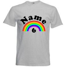 T-Shirt - "Regenbogen + Zahl" - Freie Farbwahl, Farbe des T-Shirts: Grau