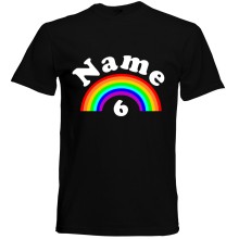 T-Shirt - "Regenbogen + Zahl" - Freie Farbwahl, Farbe des T-Shirts: Schwarz