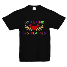 Kinder T-Shirt - Schulkind Erstklassig - Große Farbauswahl, Farbe des T-Shirts: Schwarz