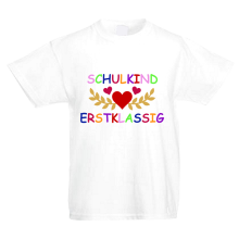 Kinder T-Shirt - Schulkind Erstklassig - Große Farbauswahl, Farbe des T-Shirts: Weiß