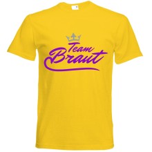 T-Shirt - "Team Braut" - Freie Farbwahl, Farbe des T-Shirts: Gelb