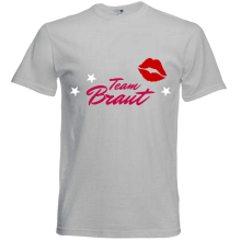 T-Shirt - "Team Bride (Kussmund)" - Freie Farbwahl, Farbe des T-Shirts: Grau