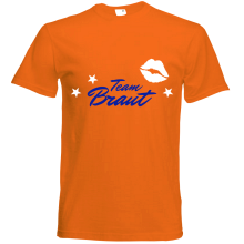 T-Shirt - "Team Bride (Kussmund)" - Freie Farbwahl, Farbe des T-Shirts: Orange