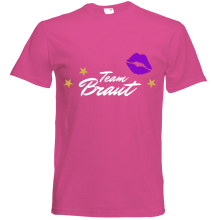 T-Shirt - "Team Bride (Kussmund)" - Freie Farbwahl, Farbe des T-Shirts: Pink