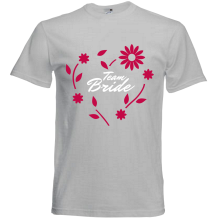 T-Shirt - "Team Bride (Blumenkranz)" - Freie Farbwahl, Farbe des T-Shirts: Grau