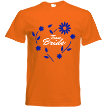 T-Shirt - "Team Bride (Blumenkranz)" - Freie Farbwahl, Farbe des T-Shirts: Orange