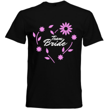 T-Shirt - "Team Bride (Blumenkranz)" - Freie Farbwahl, Farbe des T-Shirts: Schwarz