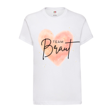 T-Shirt - "Team Braut-Rosa Pink Wasserfarbe Handschrift" - Freie Farbauswahl, Farbe des T-Shirts: Weiß