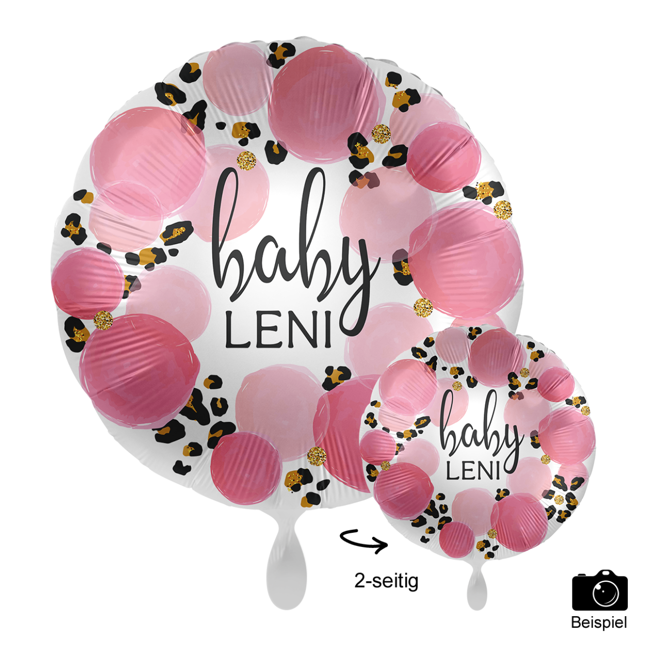 1 Ballon mit Text - Baby Girl Leopard