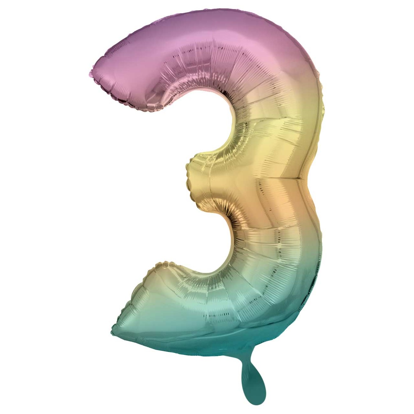 1 Balloon XXL - Zahl 3 - Regenbogen Pastel