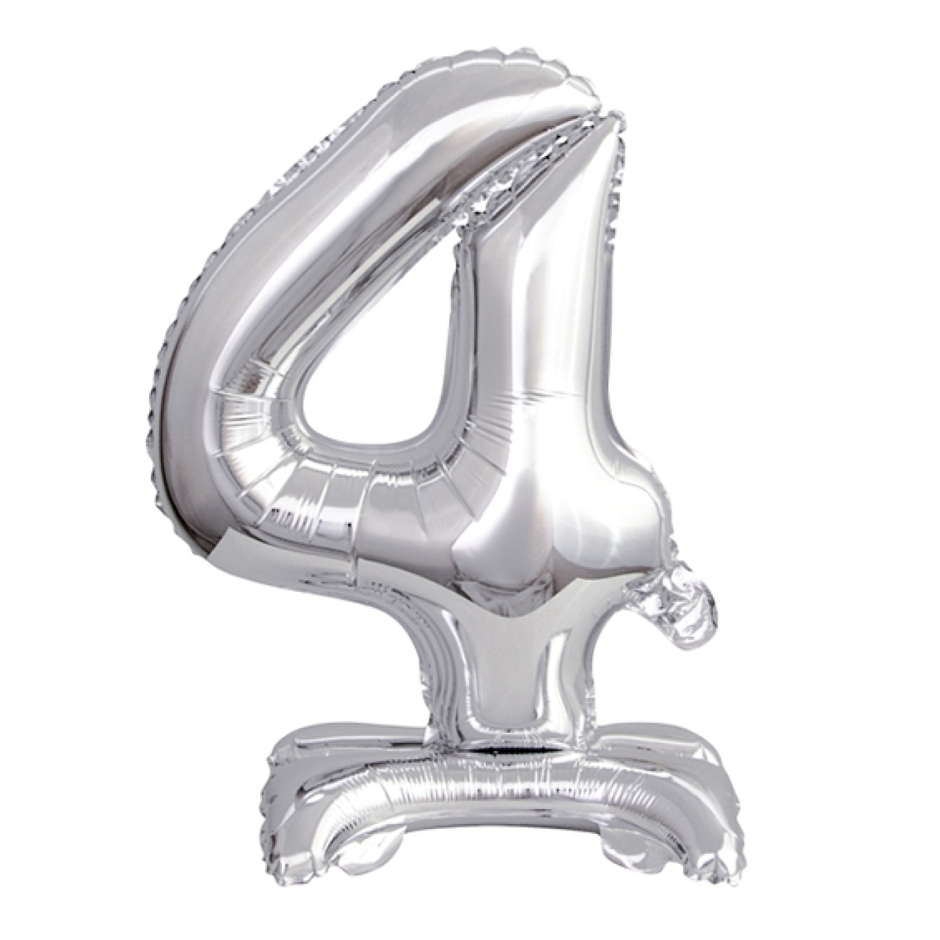 1 Balloon XS mit Standfuß - Zahl 4 - Silber