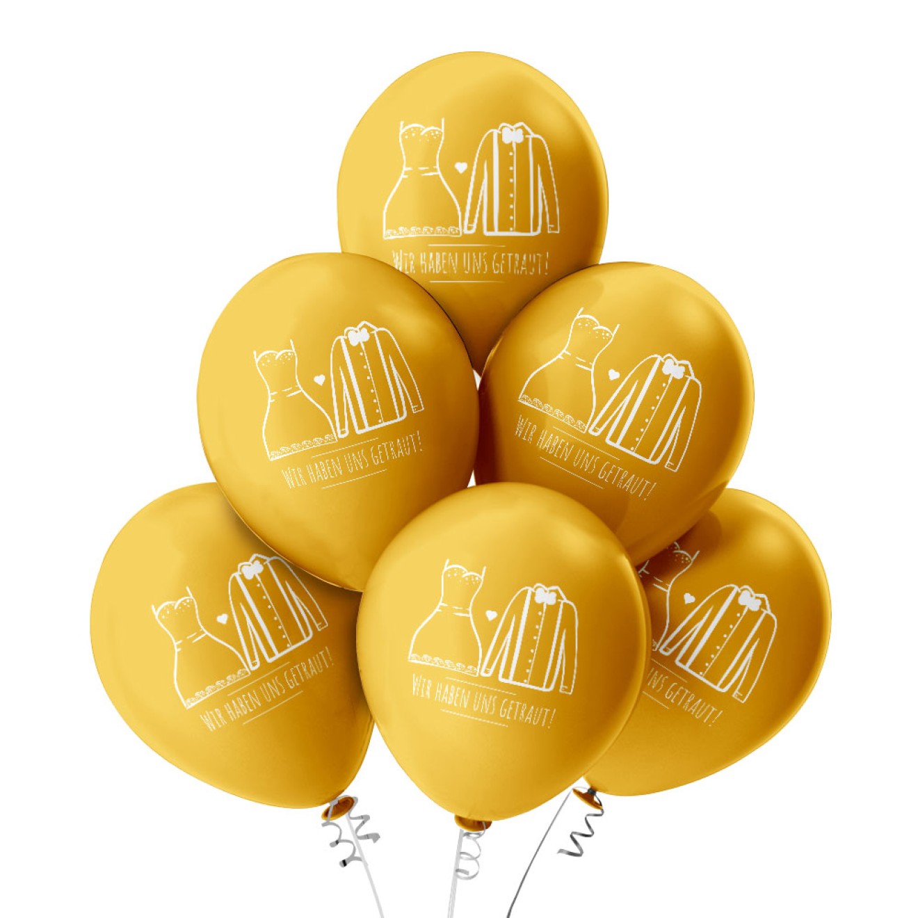 6 Luftballons Wir haben uns getraut - Gold