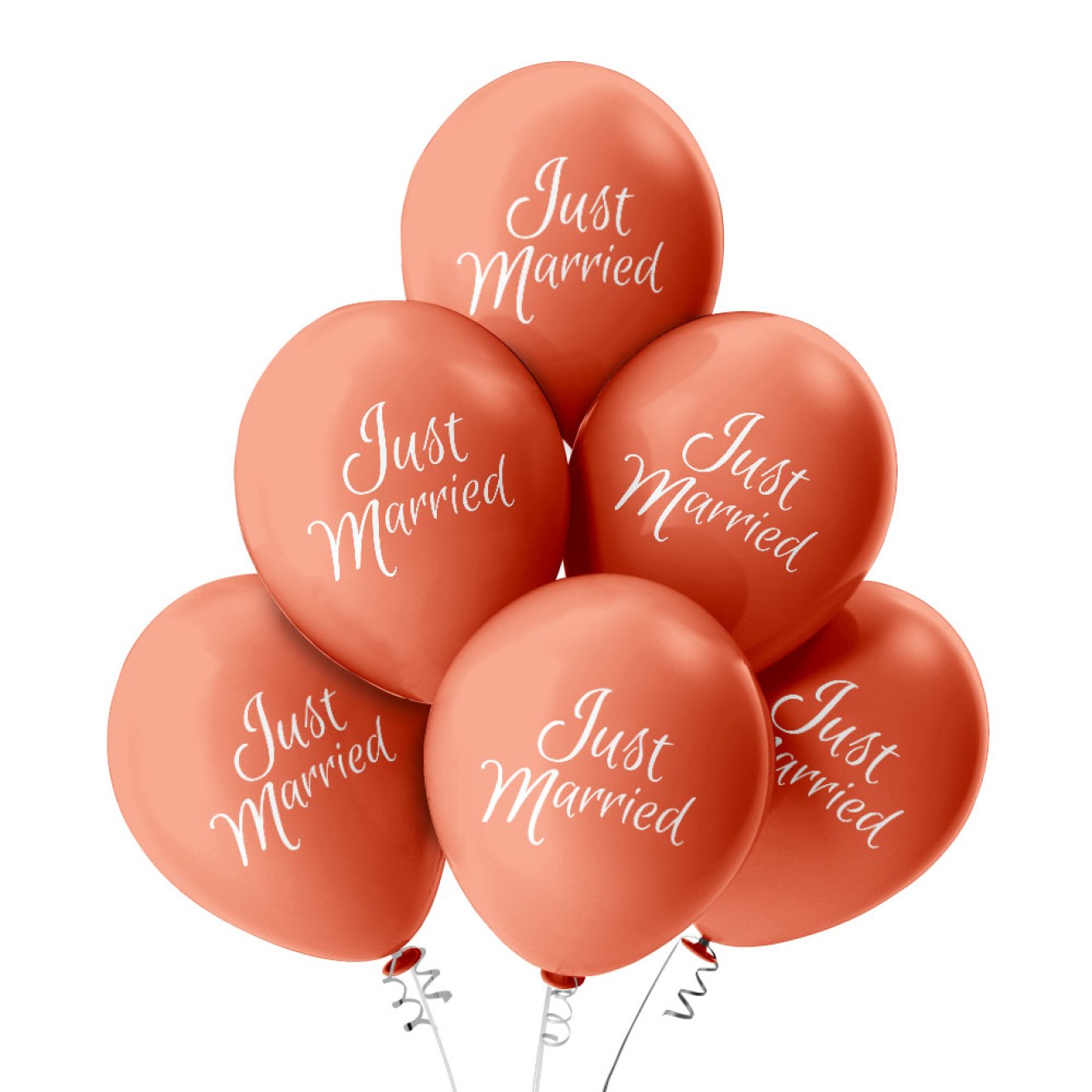 6 Luftballons Just Married - Rose Gold