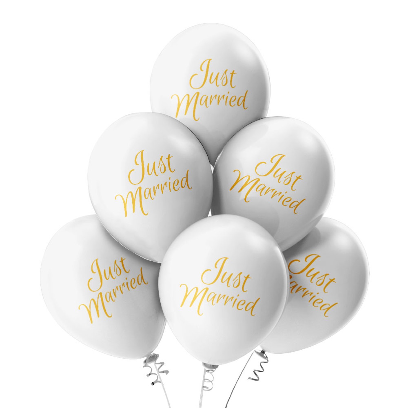 6 Luftballons Just Married - Weiß