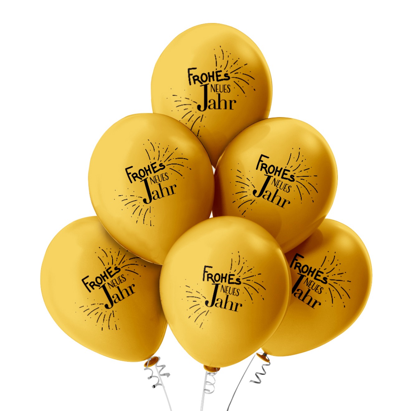 6 Luftballons Frohes neues Jahr 2022 - Gold