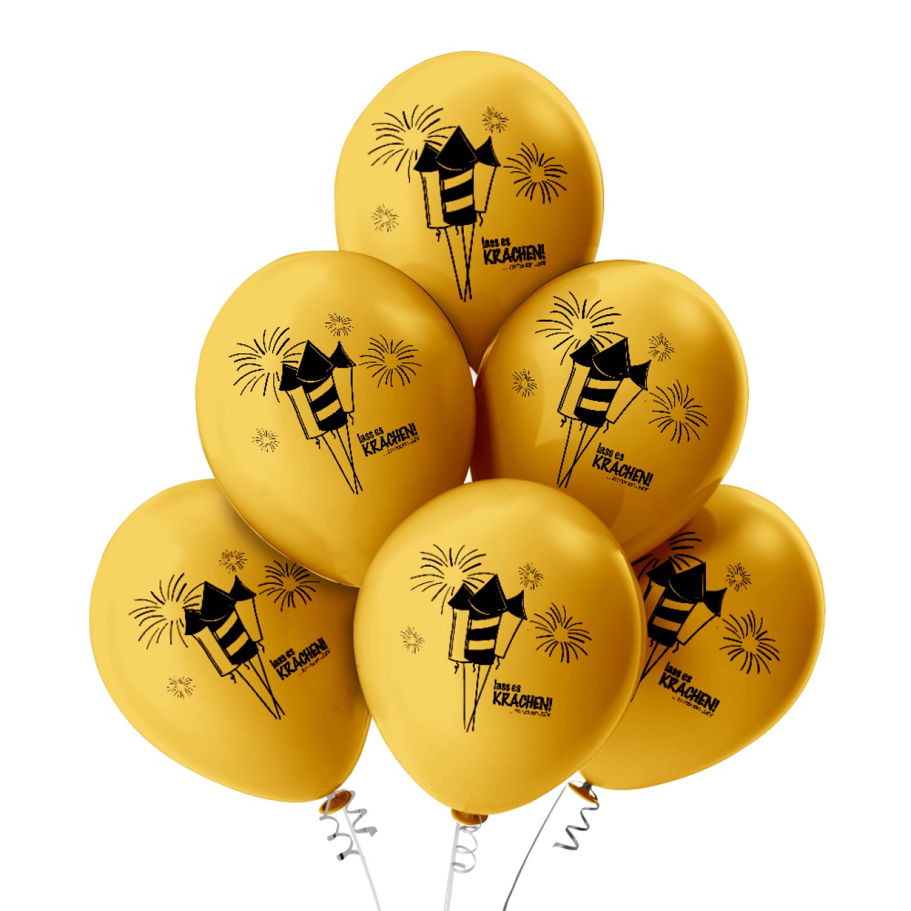 6 Luftballons Lass es krachen 2022 - Gold
