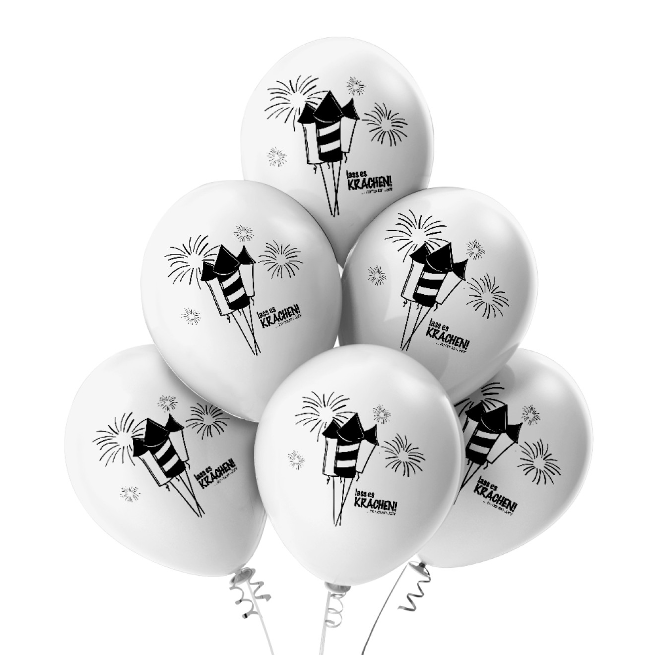 6 Luftballons Lass es krachen 2022 - Silber
