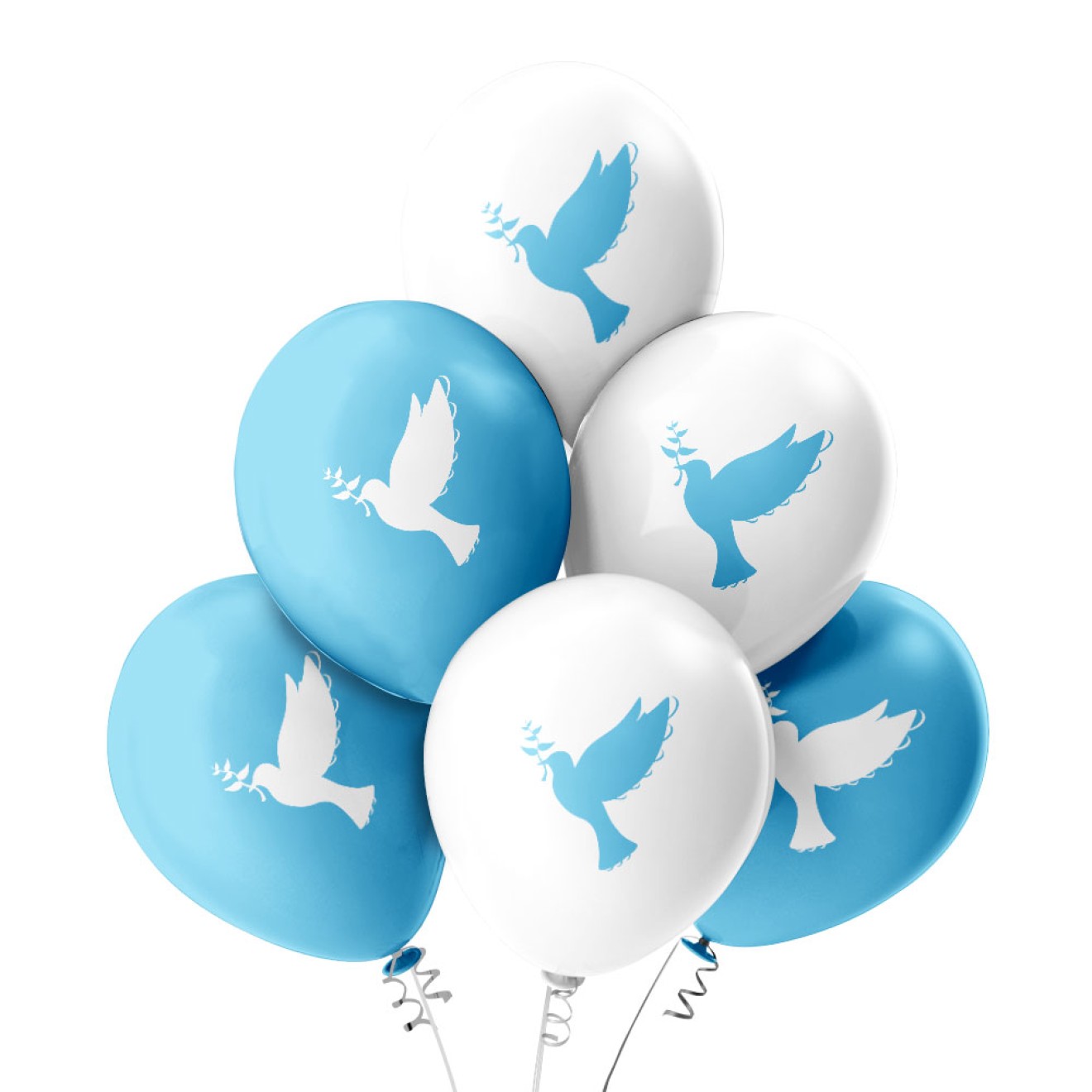 6 Luftballons Friedenstaube - Freie Farbauswahl