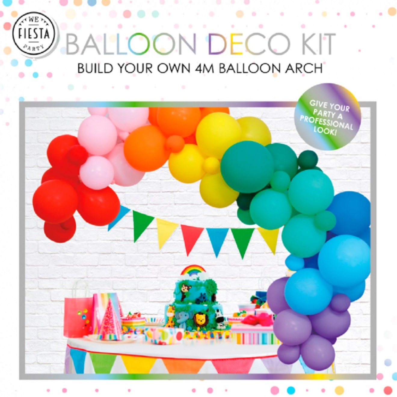 Ballonbogen / Luftballon Torbogen 4m - Set zum Selberbauen - Regenbogen